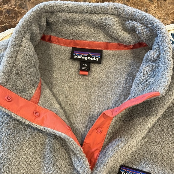 Patagonia Re-Tool Snap-T Fleece Polartec Thermal Pro Pullover XXL Gray/Coral - Picture 6 of 8